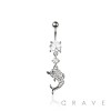 316L SURGICAL STEEL DOLPHIN DANGLE CZ BELLY BUTTON NAVEL RING 